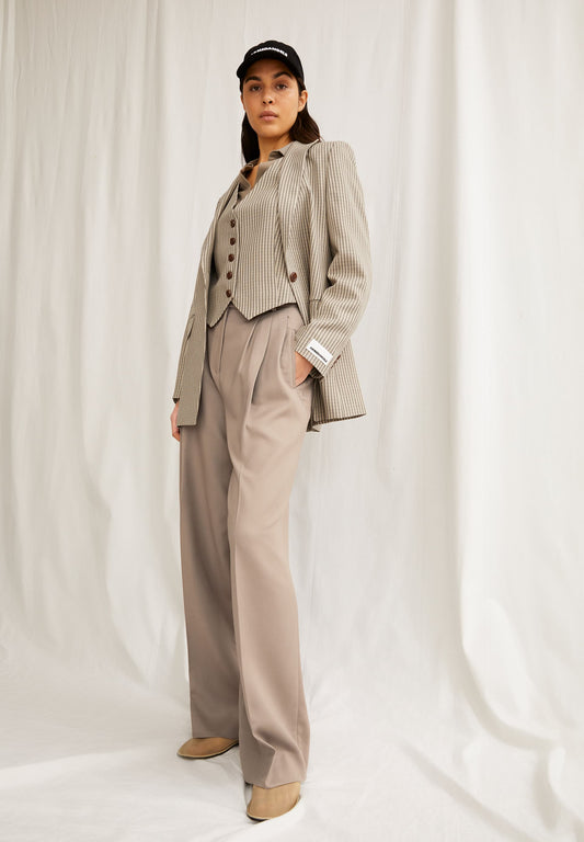 Pantalon à pinces ample en ecovero | beige "kaayua - shiitake"