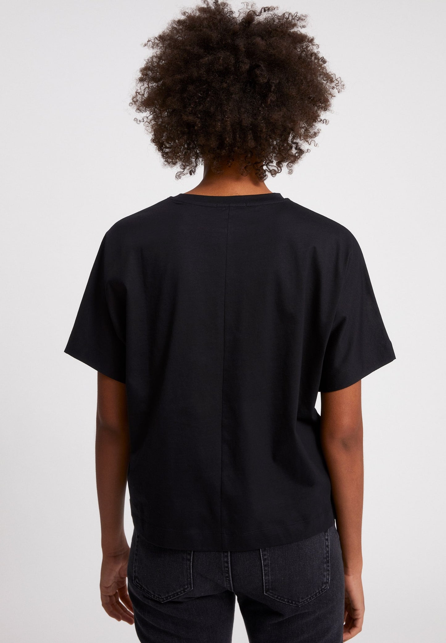 T-shirt ample noir en coton bio - kajaa mercerized black