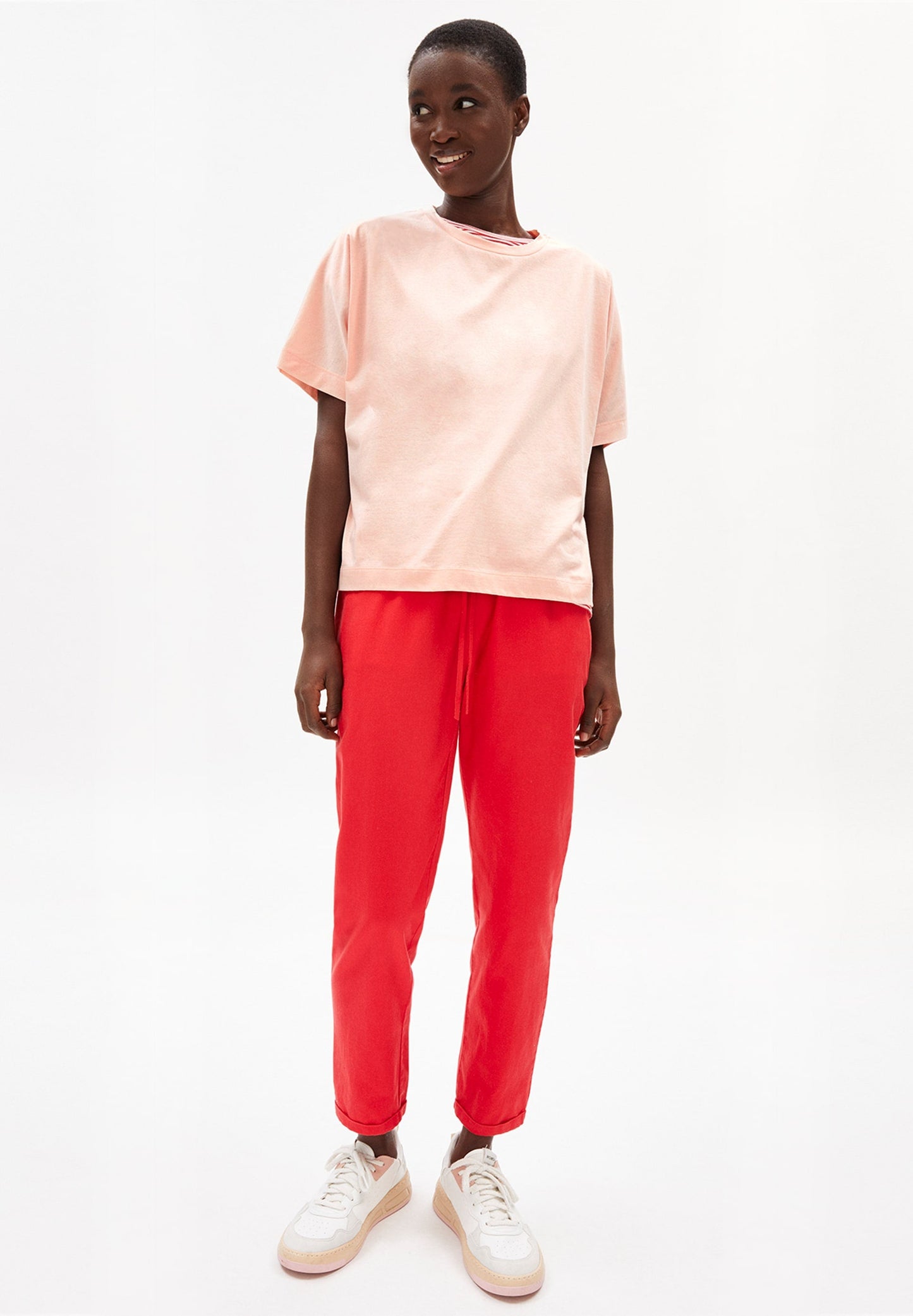 T-shirt rose en coton bio - kajaa mercerized peach blossom light