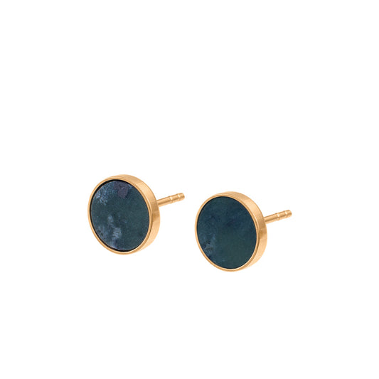Boucles d'oreilles en argent plaqué or | Pierre en néphrite "earring studs gold"