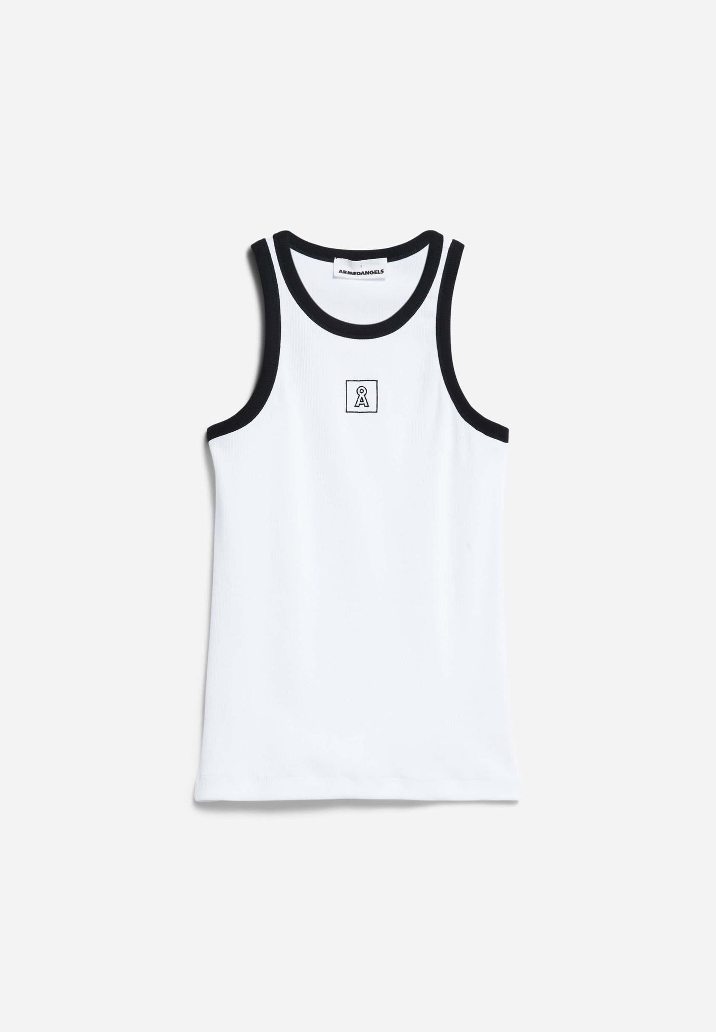 Débardeur brodé en coton bio | blanc "kanitaa contrast white black"