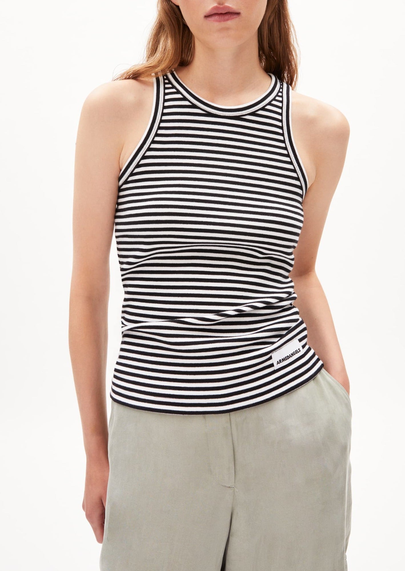 Débardeur en coton bio | rayé noir et blanc "kanitaa stripes black-white"