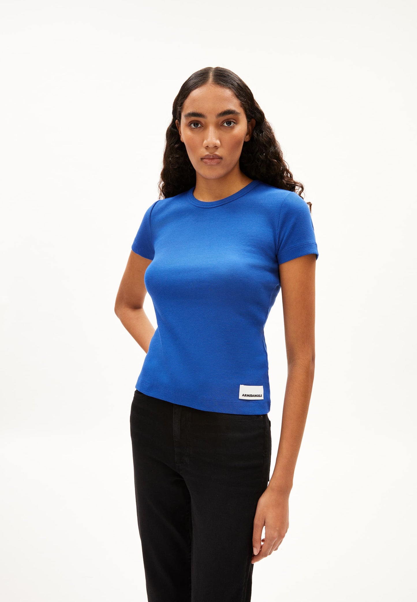 T-shirt côtelé en coton bio | bleu "kardaa dynamo blue"