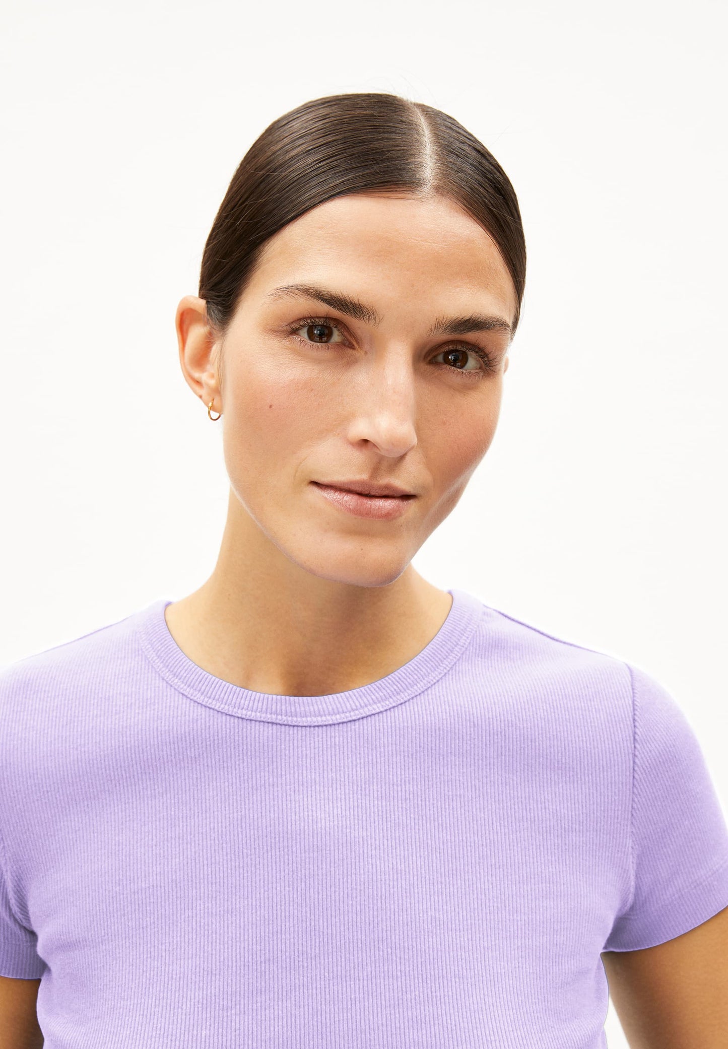 T-shirt côtelé en coton bio | violet "kardaa lavender light"