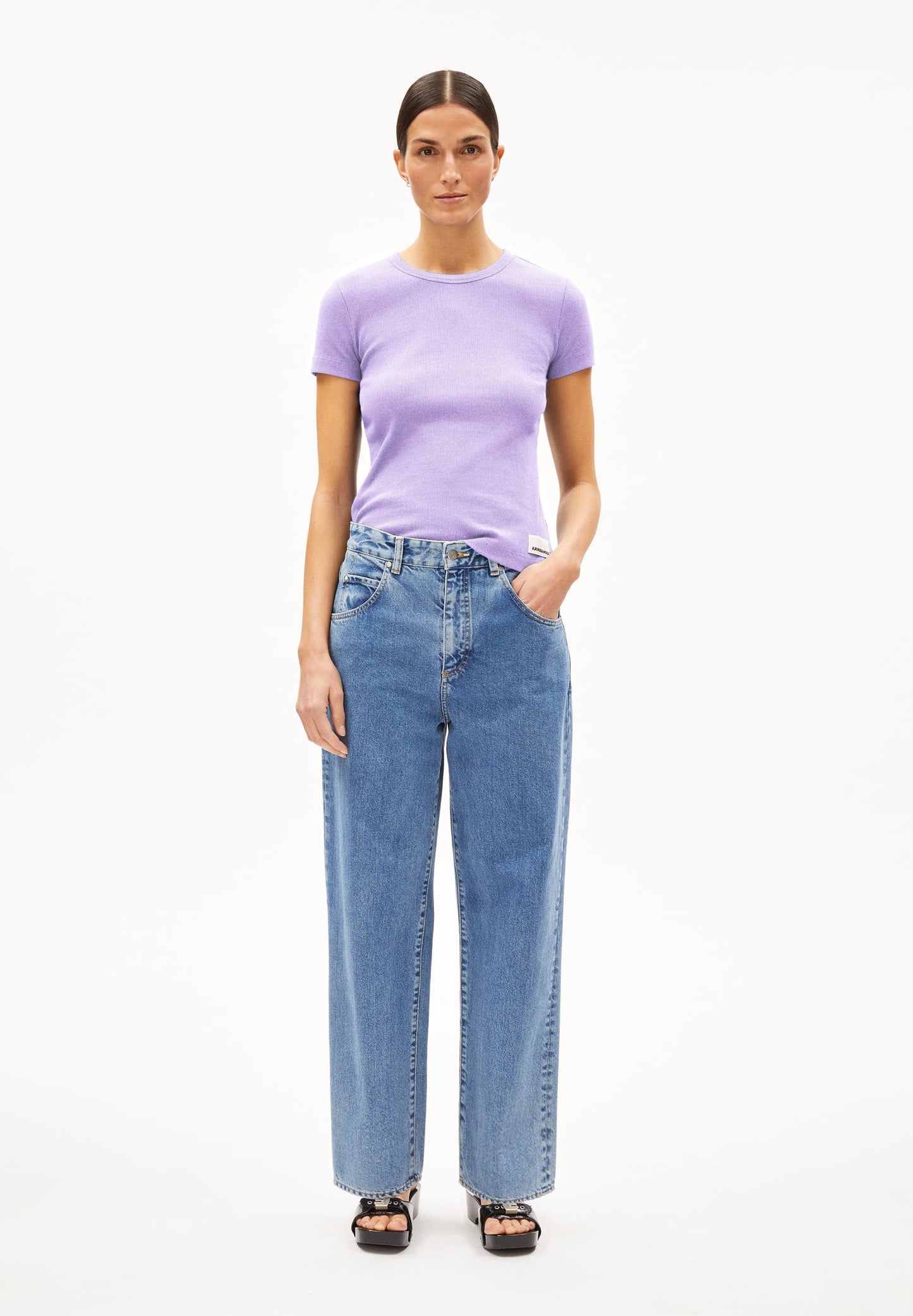 T-shirt côtelé en coton bio | violet "kardaa lavender light"