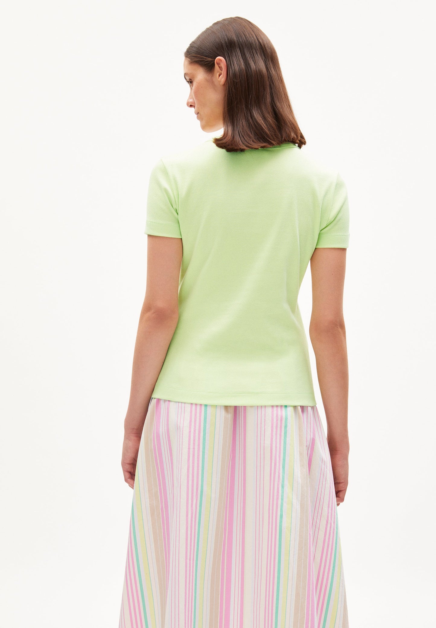 T-shirt côtelé vert anis en coton bio - kardaa light lime