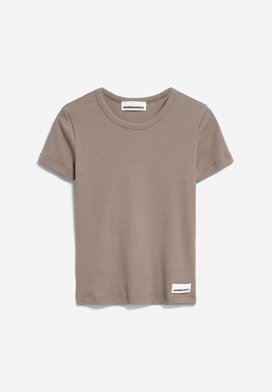 T-shirt côtelé en coton bio | marron "kardaa muddy water"