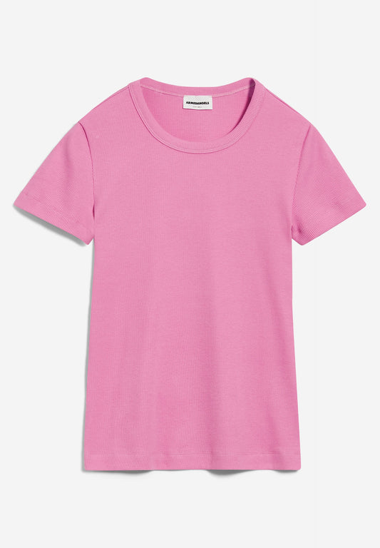T-shirt côtelé rose en coton bio - kardaa raspberry pink