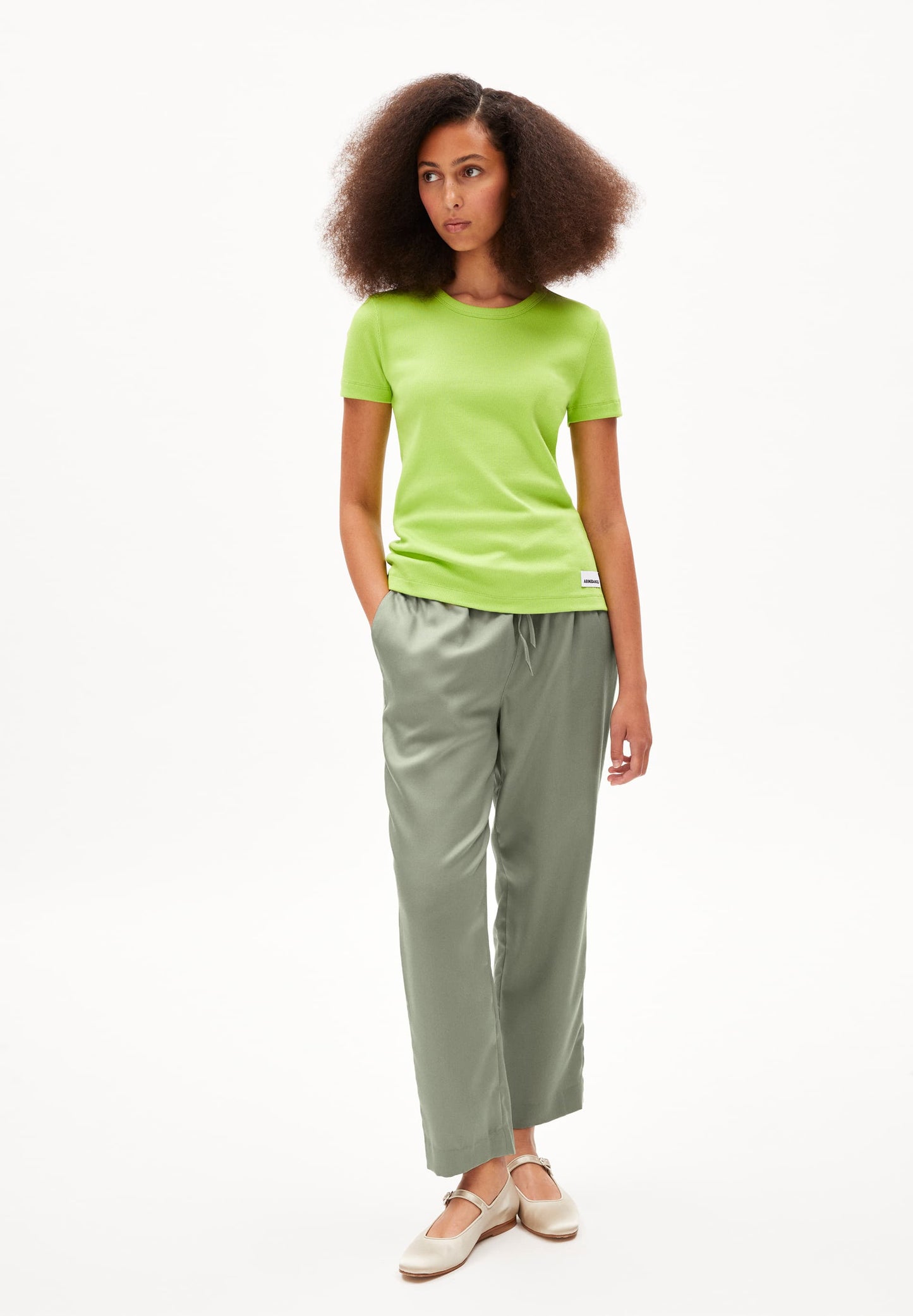 T-shirt côtelé en coton bio | vert fluo "kardaa super lime"