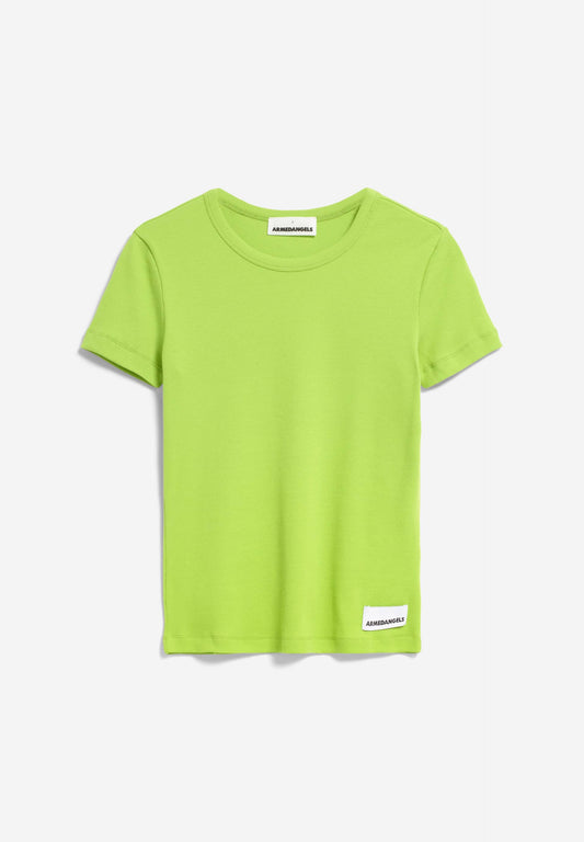 T-shirt côtelé en coton bio | vert fluo "kardaa super lime"