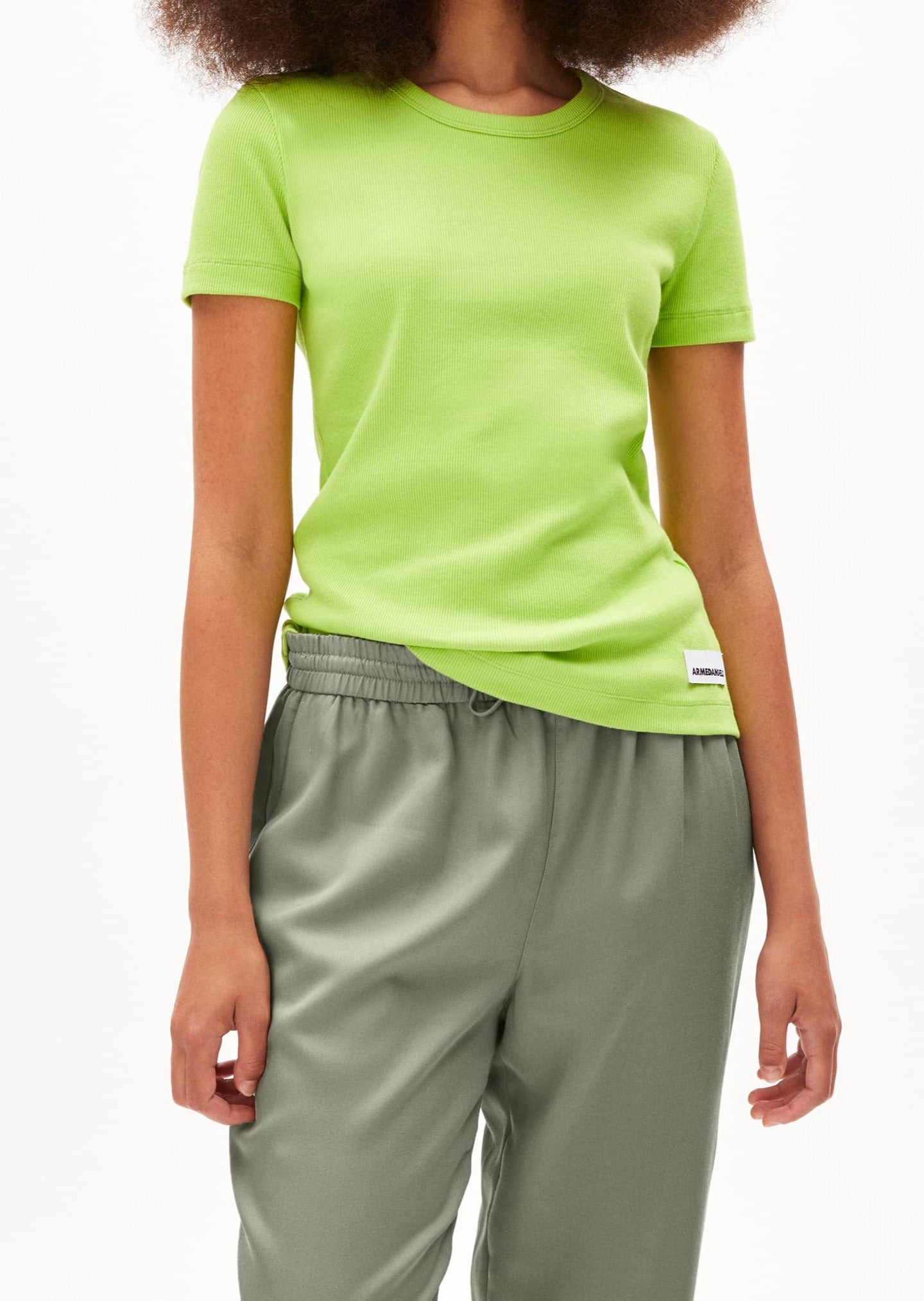 T-shirt côtelé en coton bio | vert fluo "kardaa super lime"