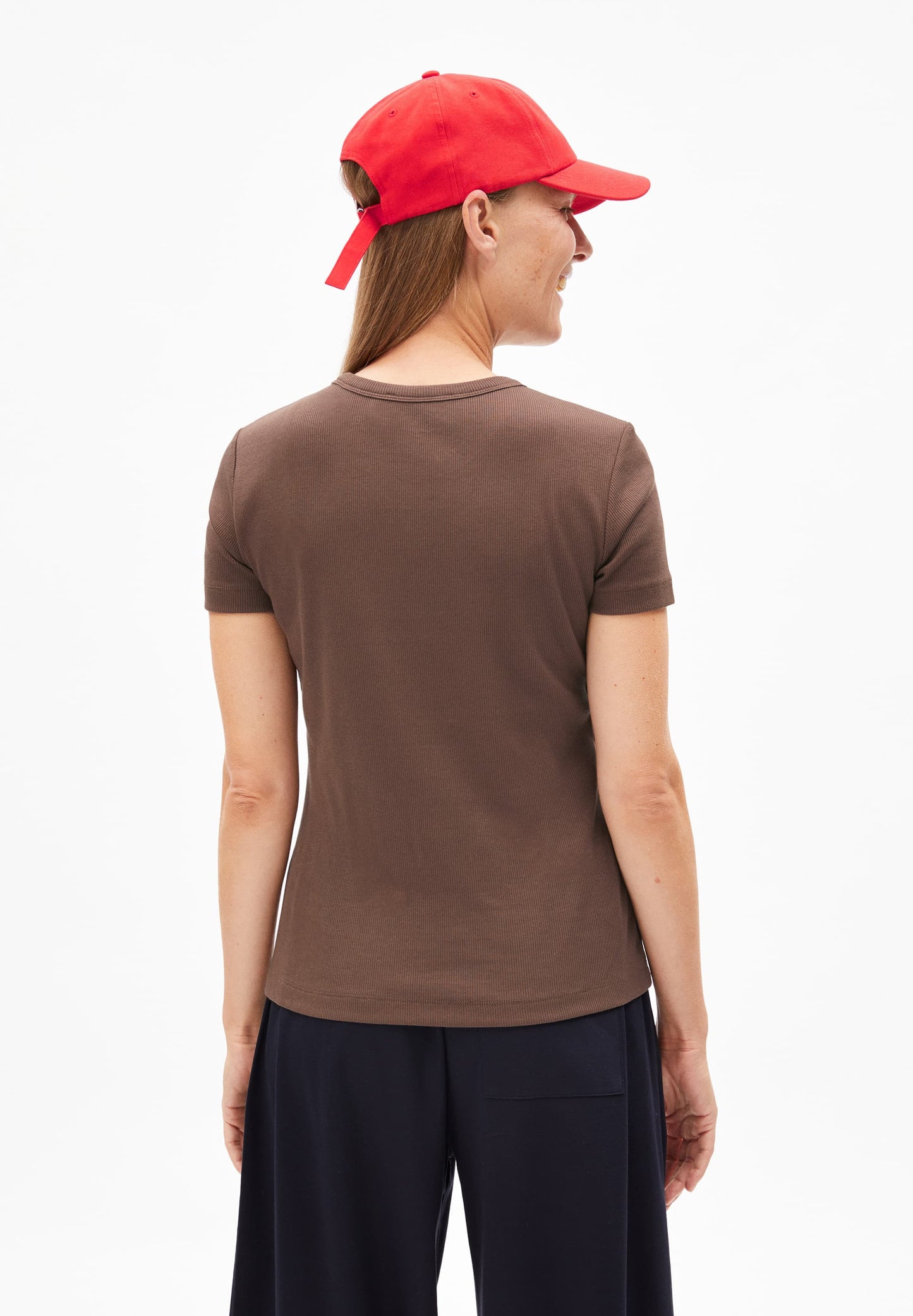 T-shirt côtelé en coton bio | marron "kardaa - toasty tan"