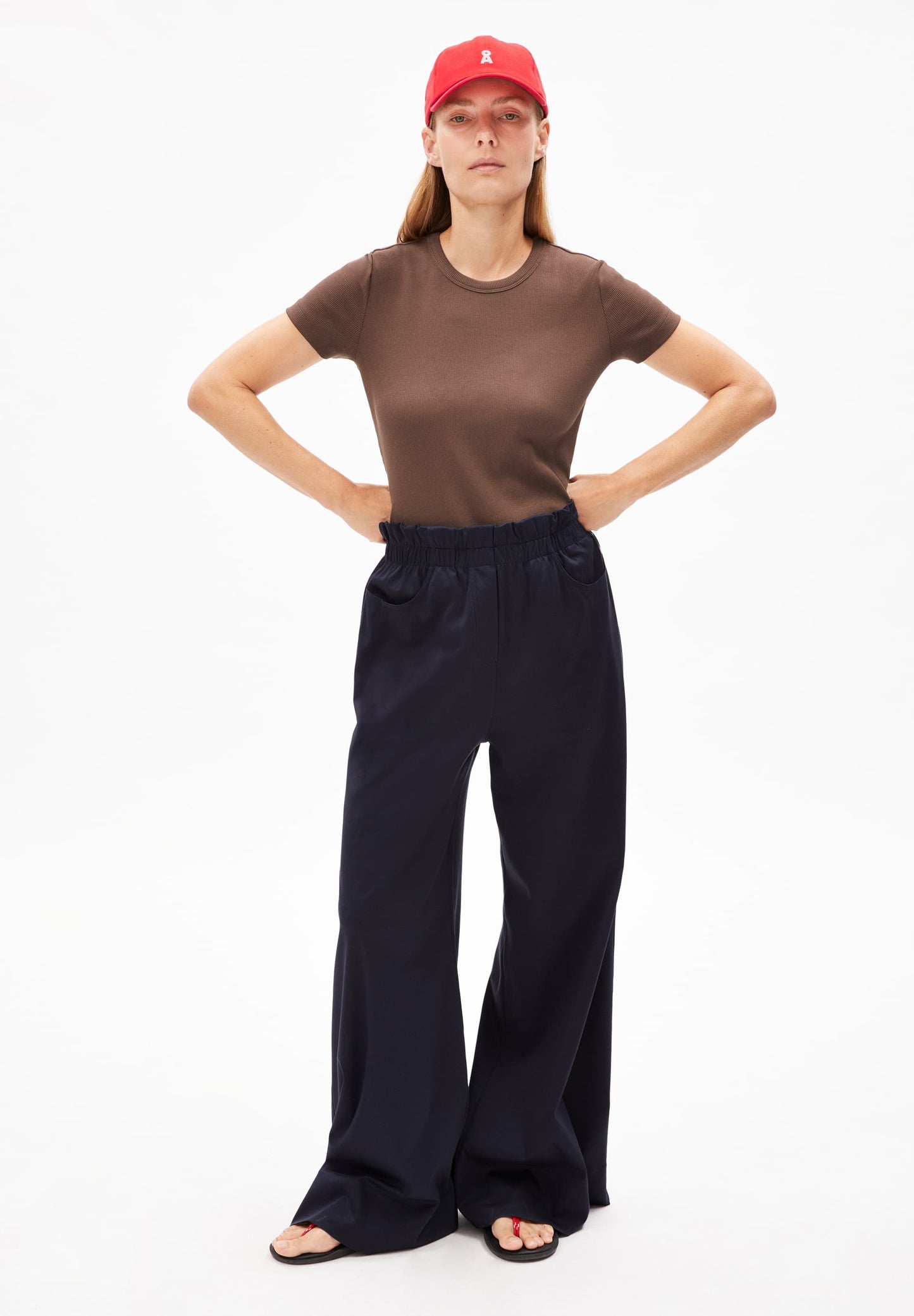 T-shirt côtelé en coton bio | marron "kardaa - toasty tan"