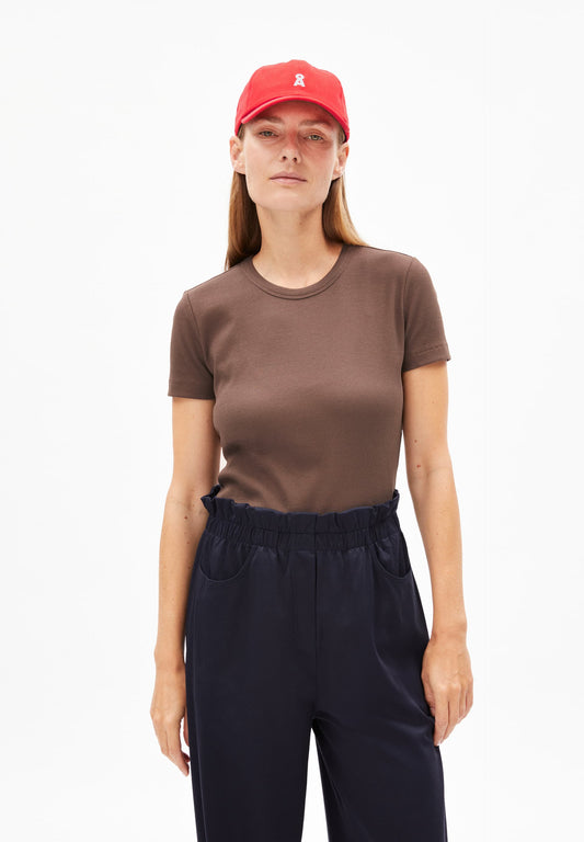 T-shirt côtelé en coton bio | marron "kardaa - toasty tan"