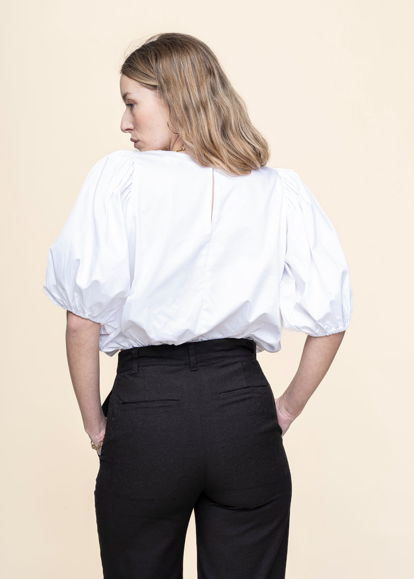 Blouse manches bouffantes en coton bio | blanc "laide white"