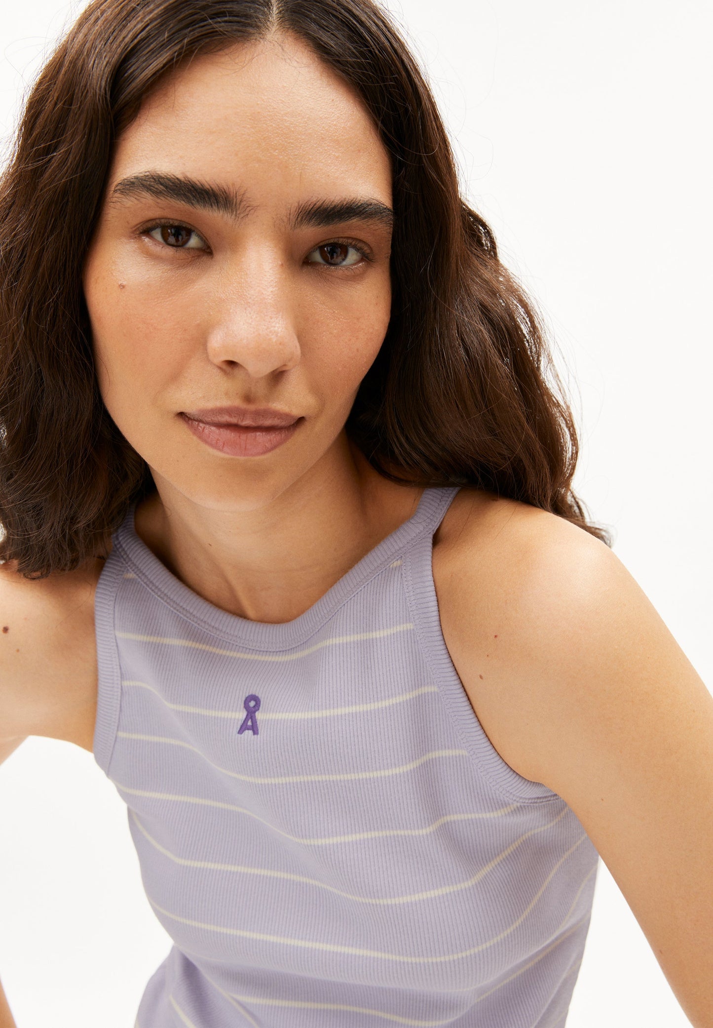 Top en coton biologique | violet "kataalin fine stripes - soft lilac"