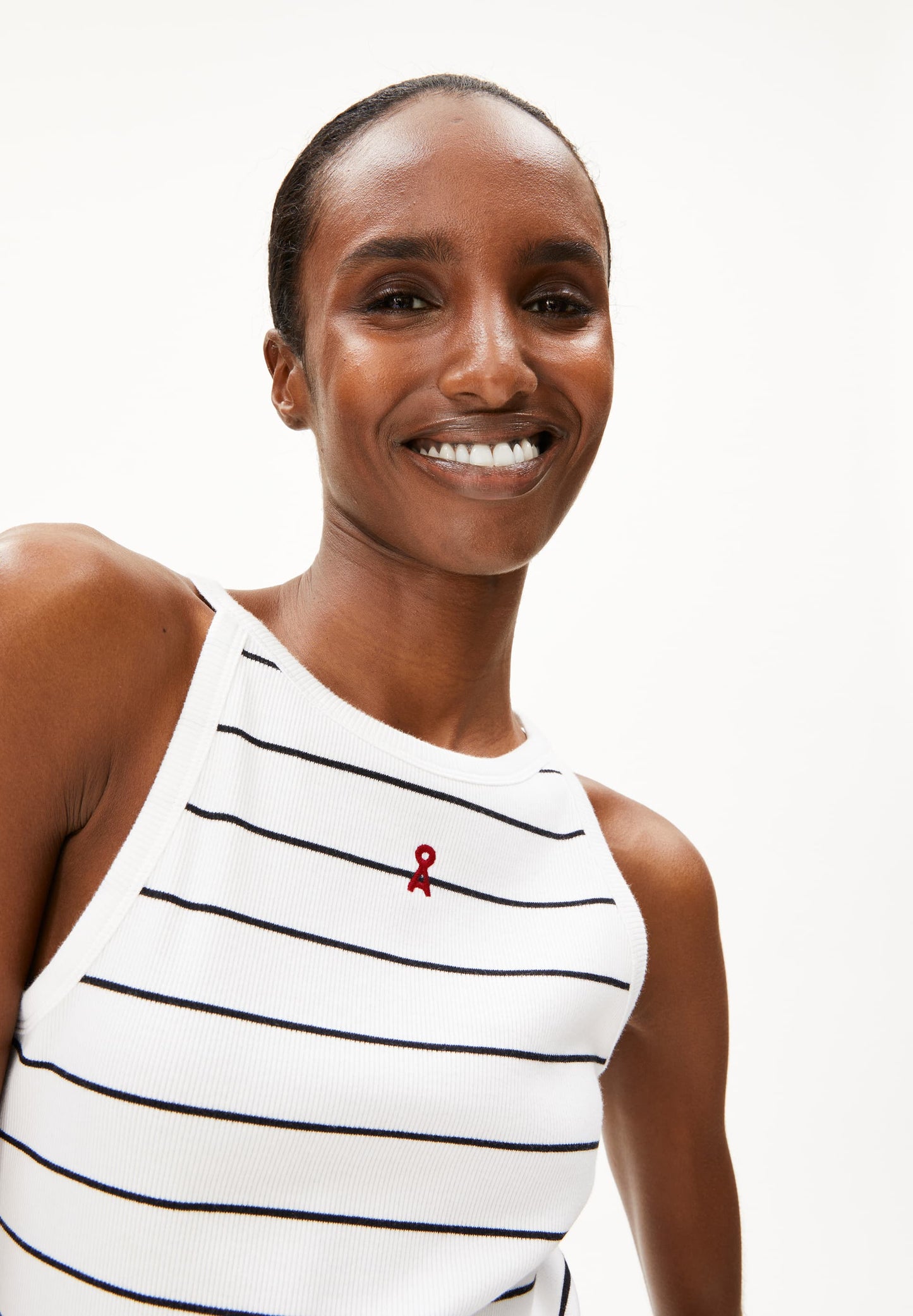 Top en coton biologique | blanc "kataalin fine stripes - white-black"