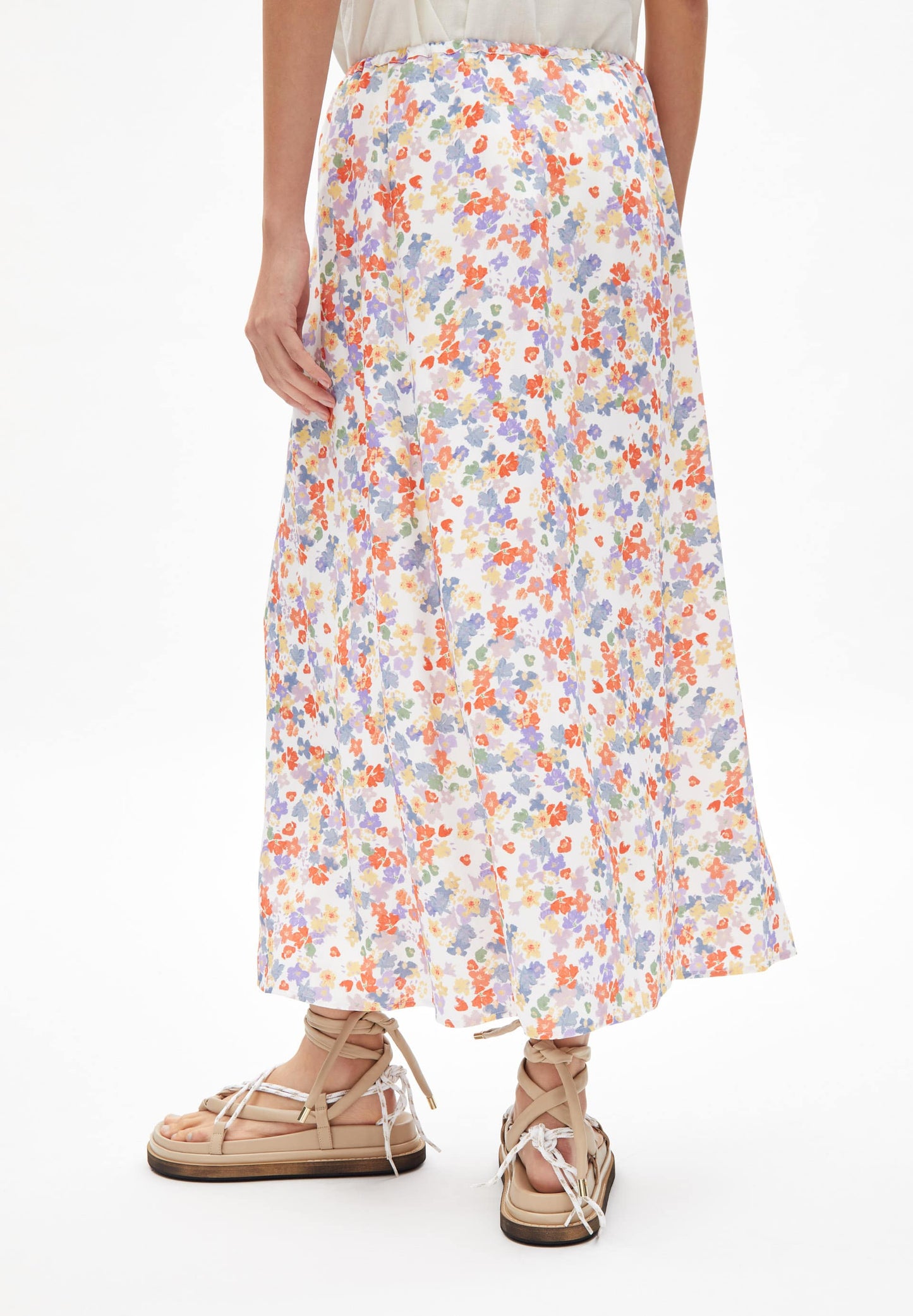 Jupe longue fleurie en ecovero - katinkaa flora confetti white