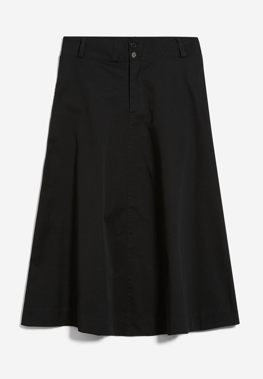 Jupe longue noire en coton bio - keanaa black