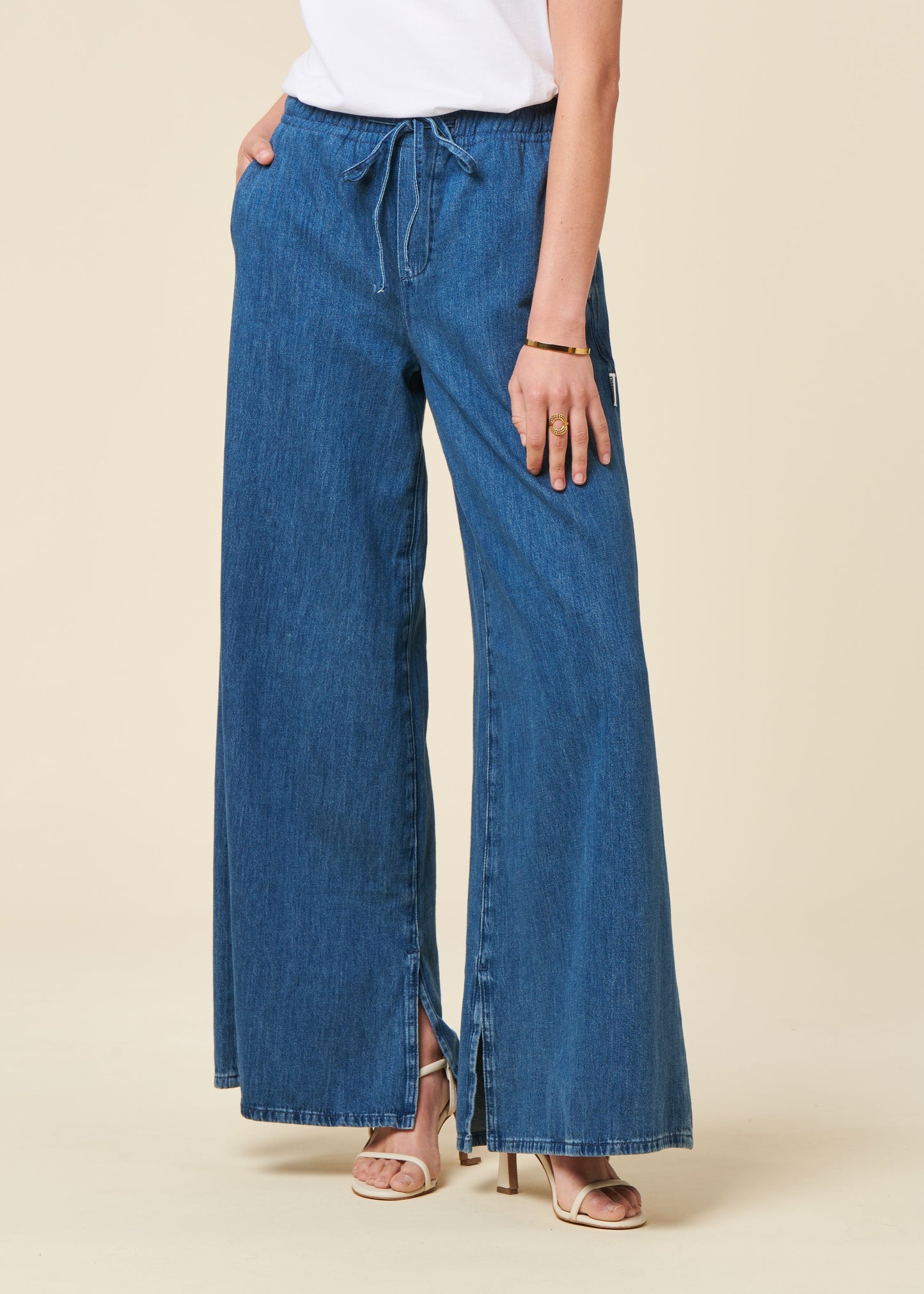 Pantalon ample en coton bio | bleu "kelaani - airflow"