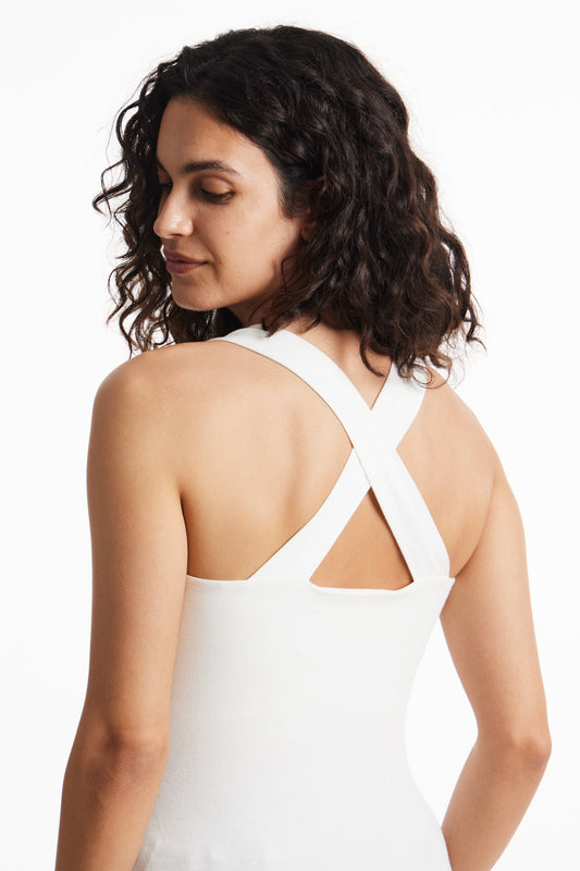 Top dos croisé blanc en coton bio - Kenzie