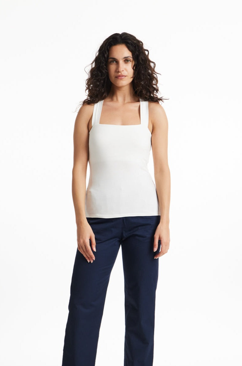 Top dos croisé blanc en coton bio - Kenzie