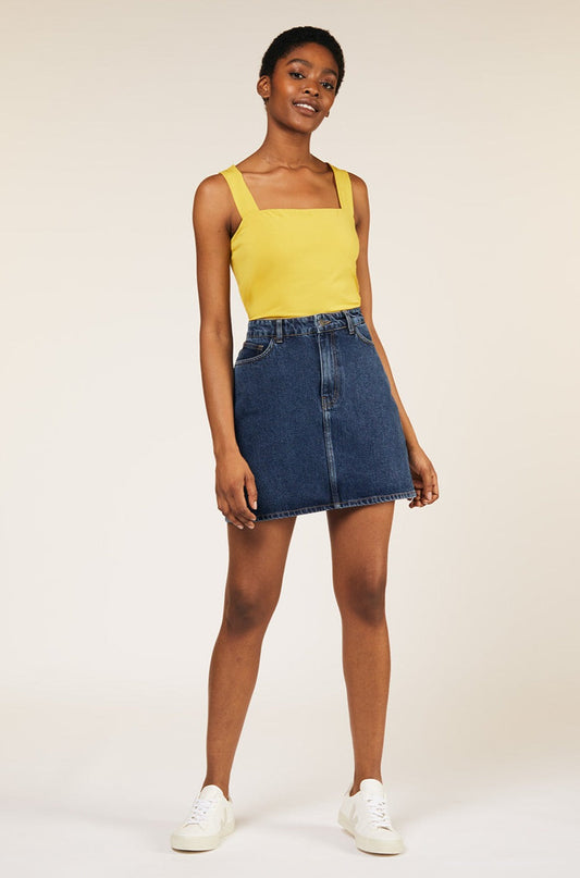 Top dos croisé jaune en coton bio - Kenzie