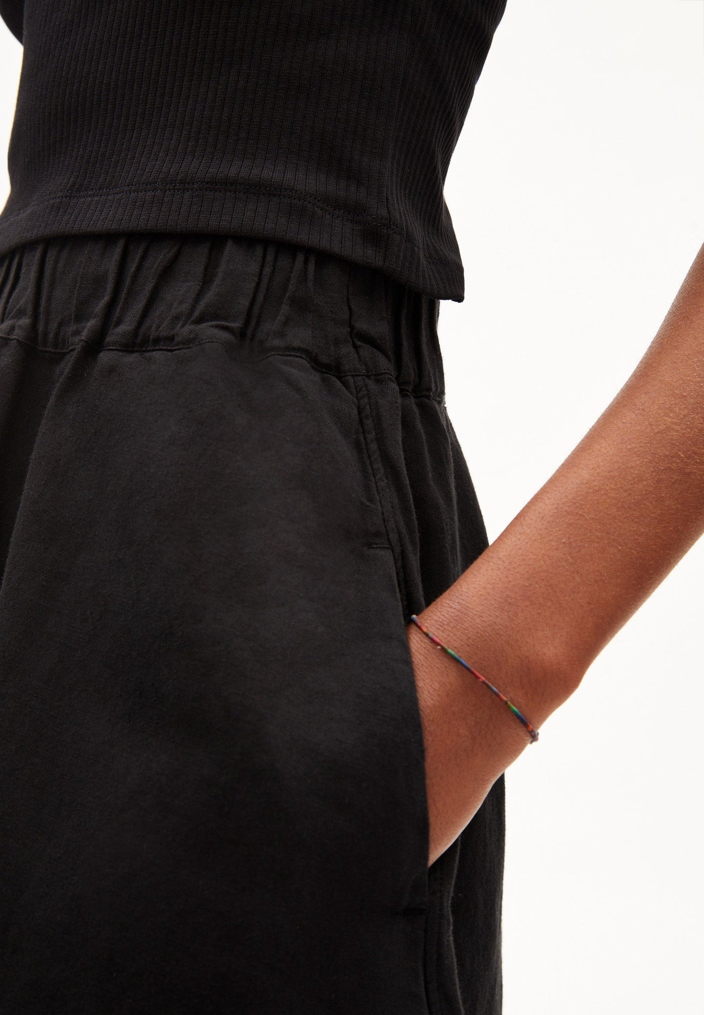 Jupe noire en lin, tencel et coton recyclé - kesiaa lino black
