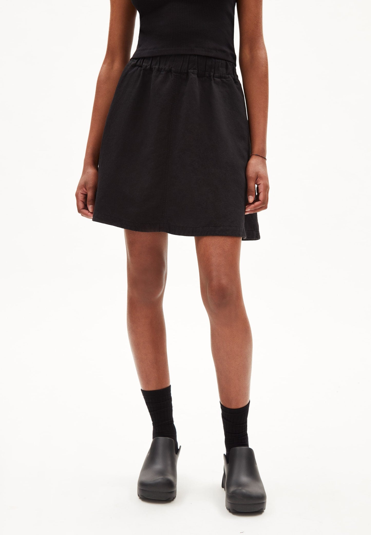 Jupe noire en lin, tencel et coton recyclé - kesiaa lino black