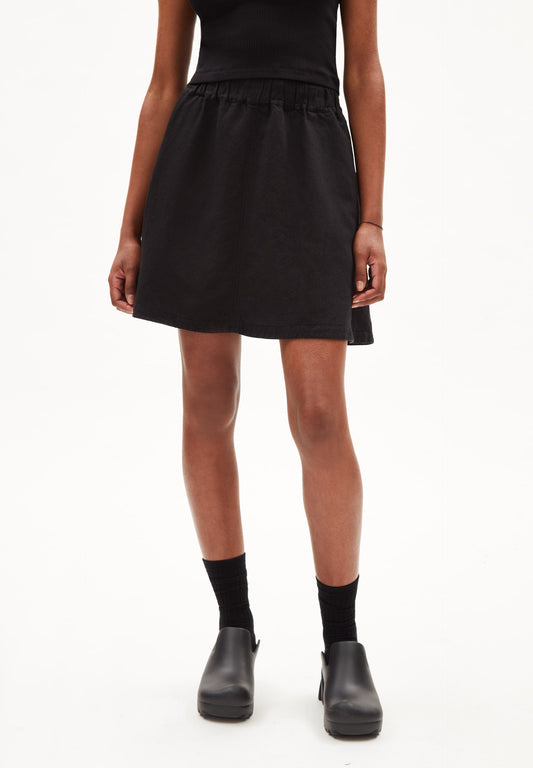 Jupe noire en lin, tencel et coton recyclé - kesiaa lino black
