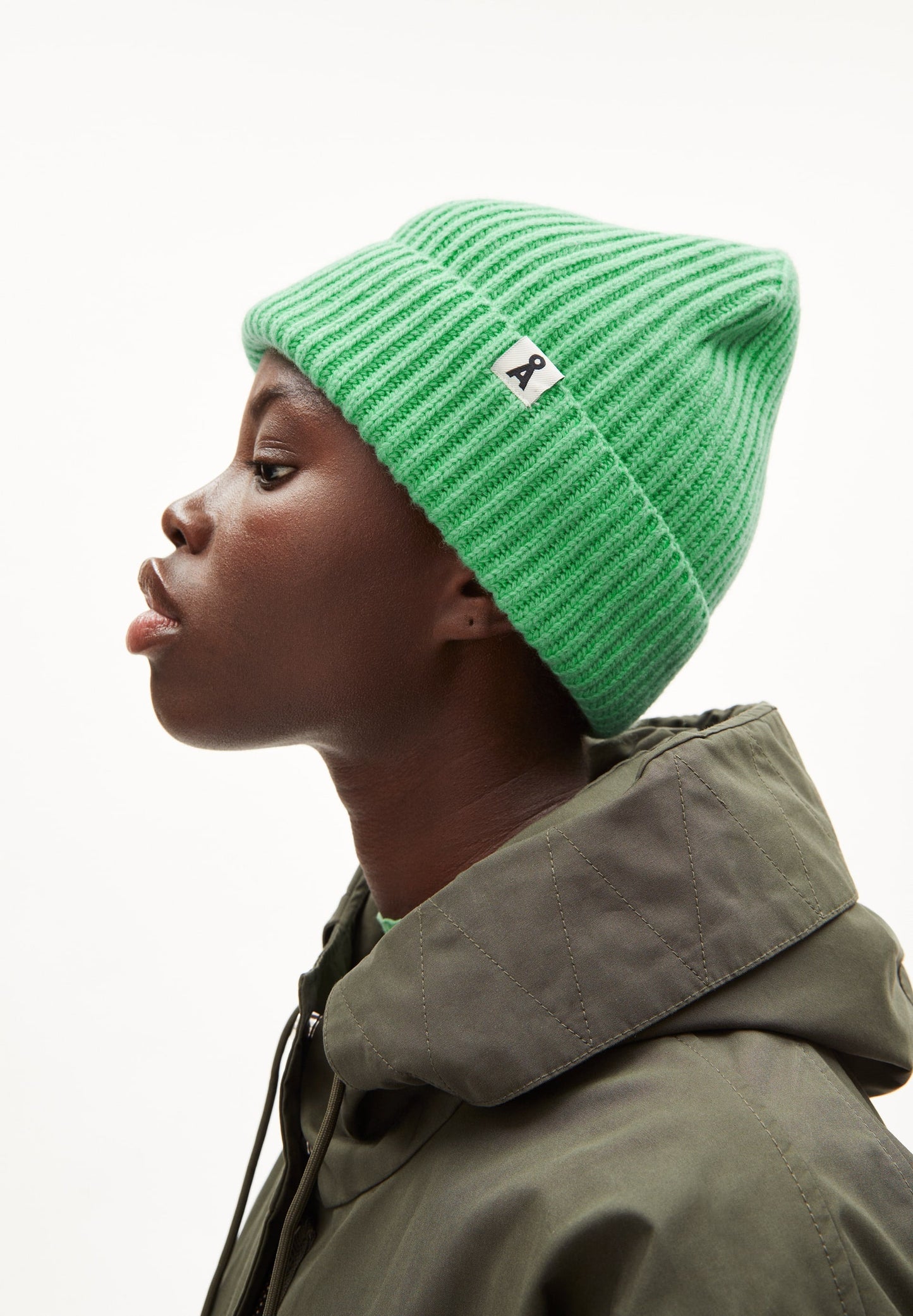 Bonnet vert pomme en laine bio - keylaa apple neon