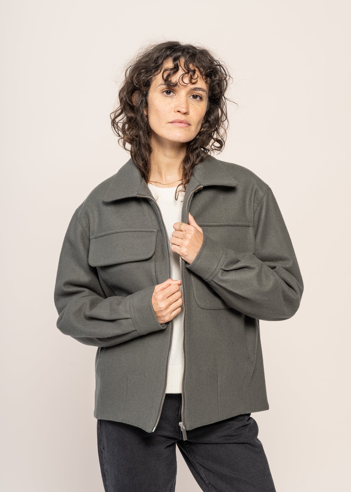 Blouson en laine certifiée | vert "kinsale ash green"