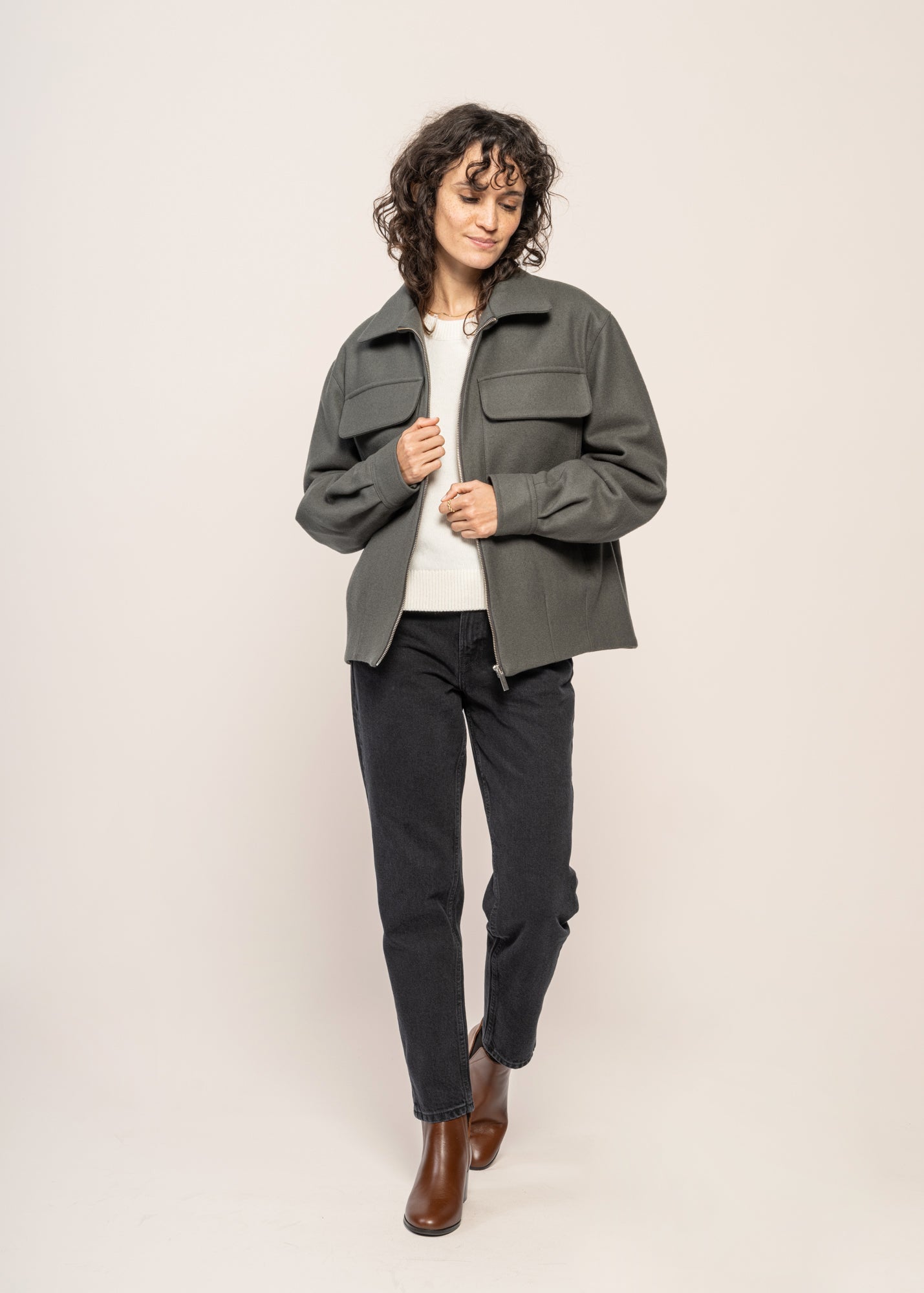 Blouson en laine certifiée | vert "kinsale ash green"