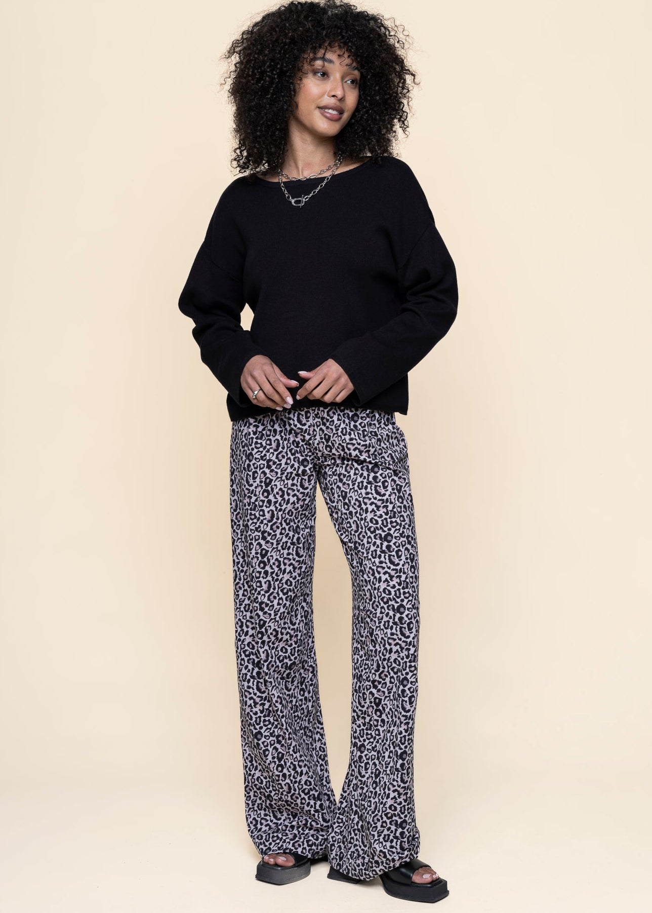 Pantalon ample en coton bio | léopard "kiso - leo print"
