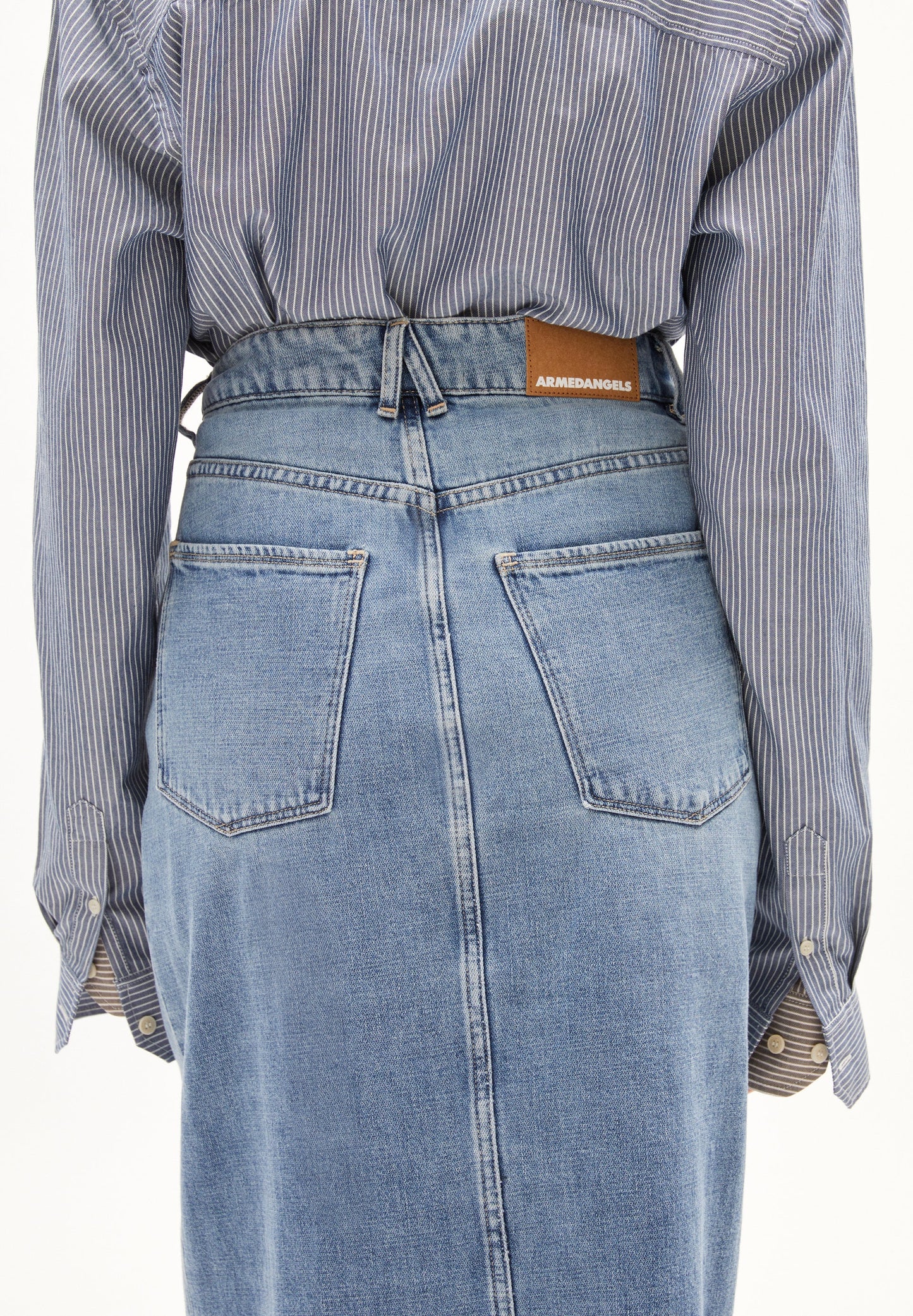 Jupe longue jean en coton bio | bleu "kitaari demi - indigo pebbles"