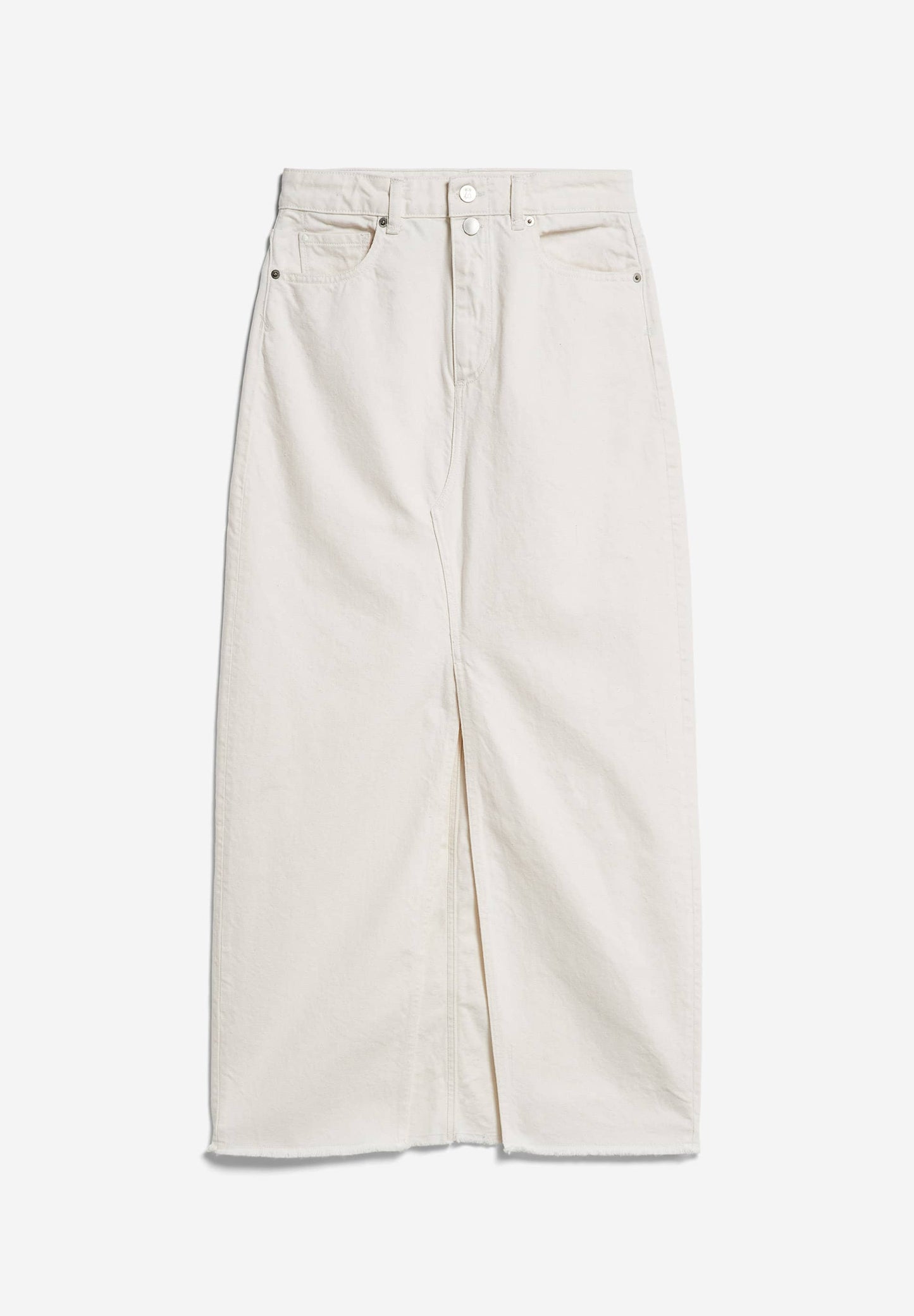Jupe longue en denim de coton recyclé | blanc "kitaari demi white"