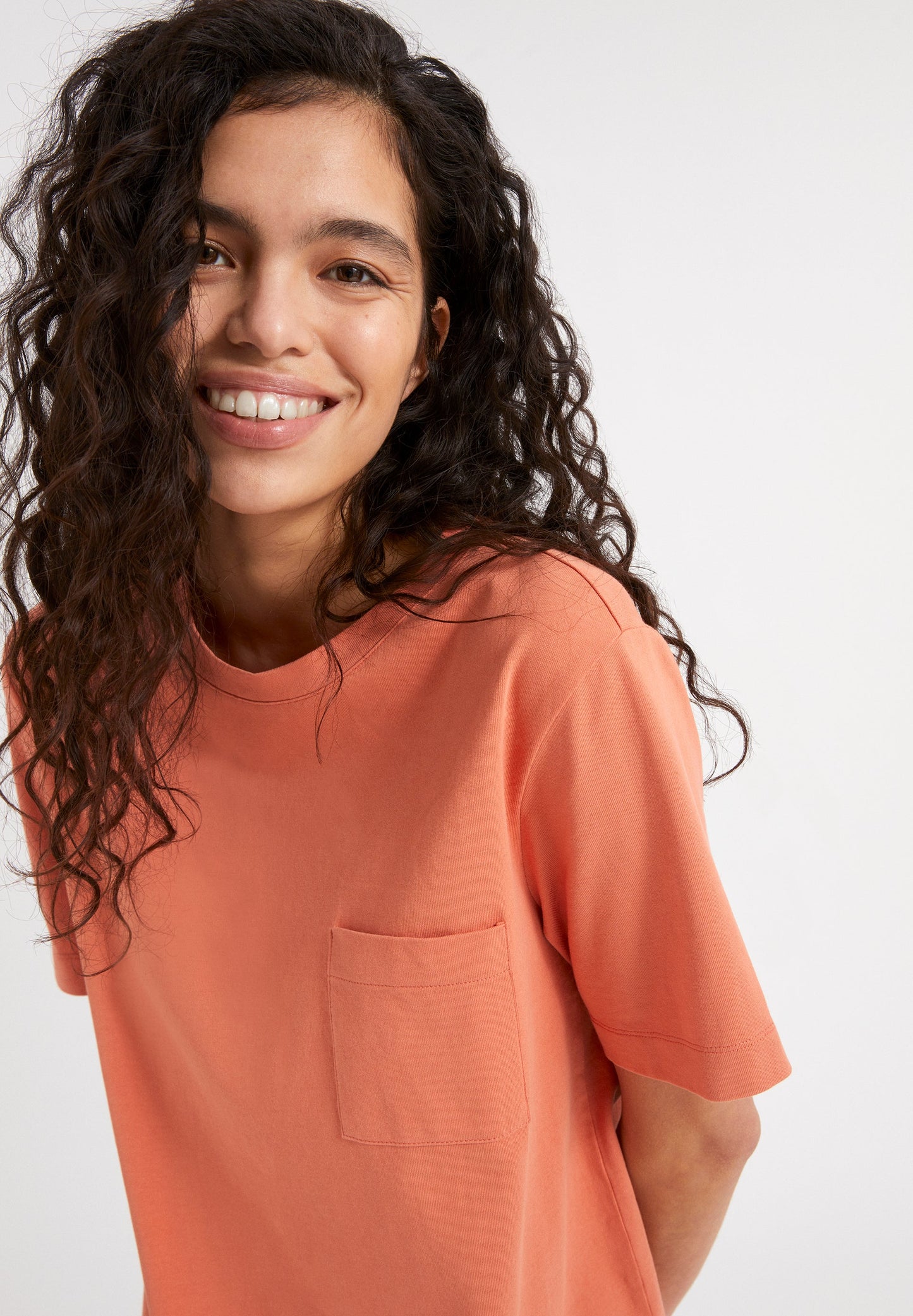 Robe t-shirt mandarine en coton bio - Kleaa