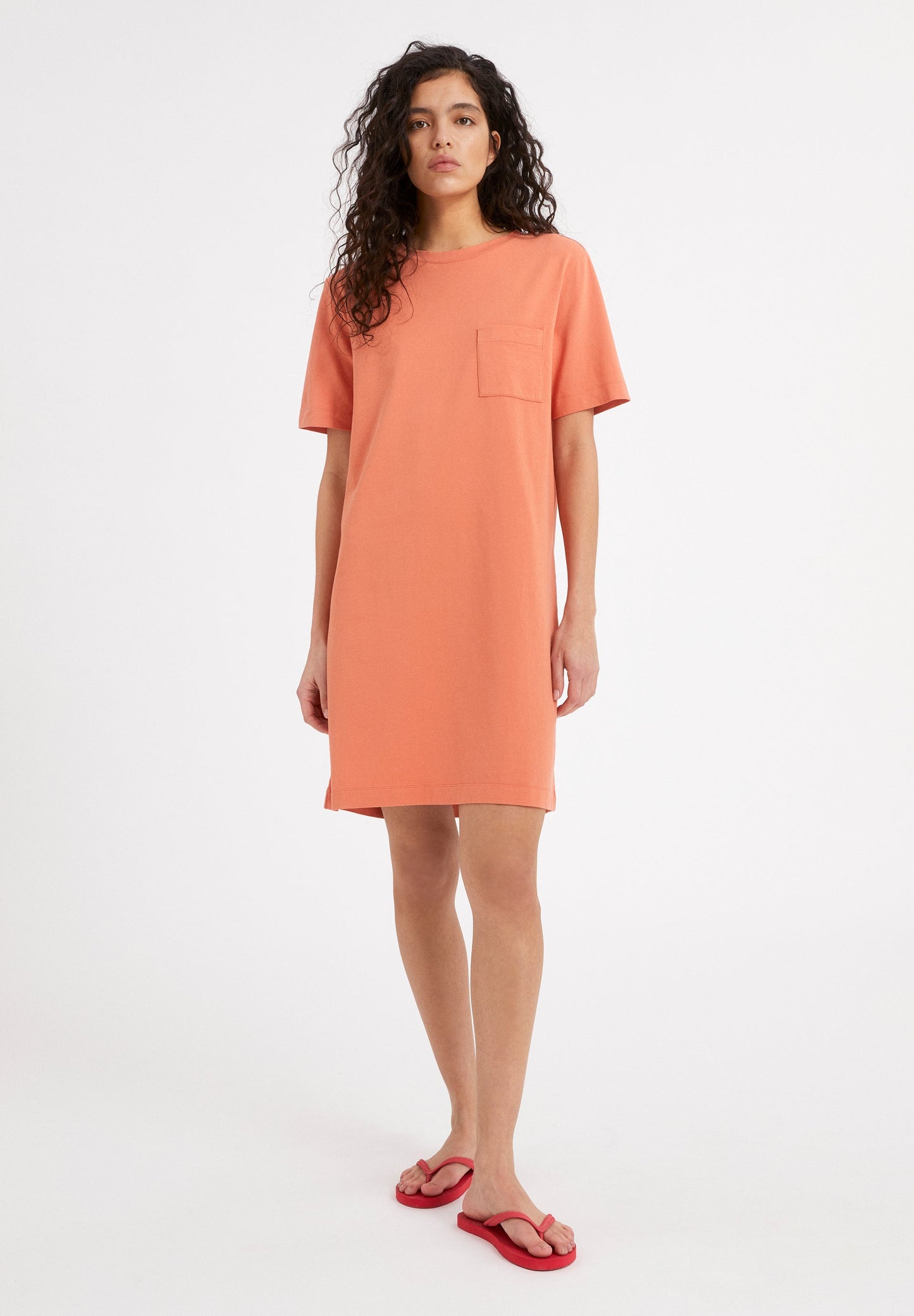 Robe t-shirt mandarine en coton bio - Kleaa