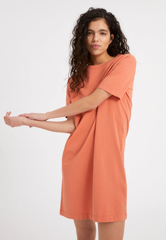Robe t-shirt mandarine en coton bio - Kleaa