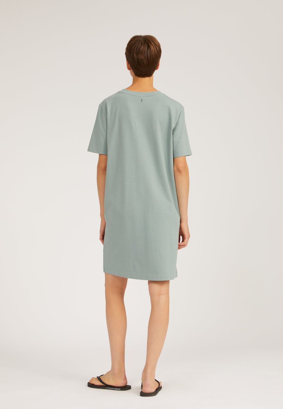 Robe t-shirt vert d'eau en coton bio - Kleaa