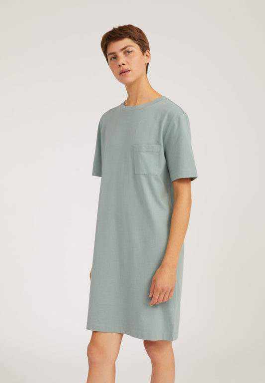 Robe t-shirt vert d'eau en coton bio - Kleaa