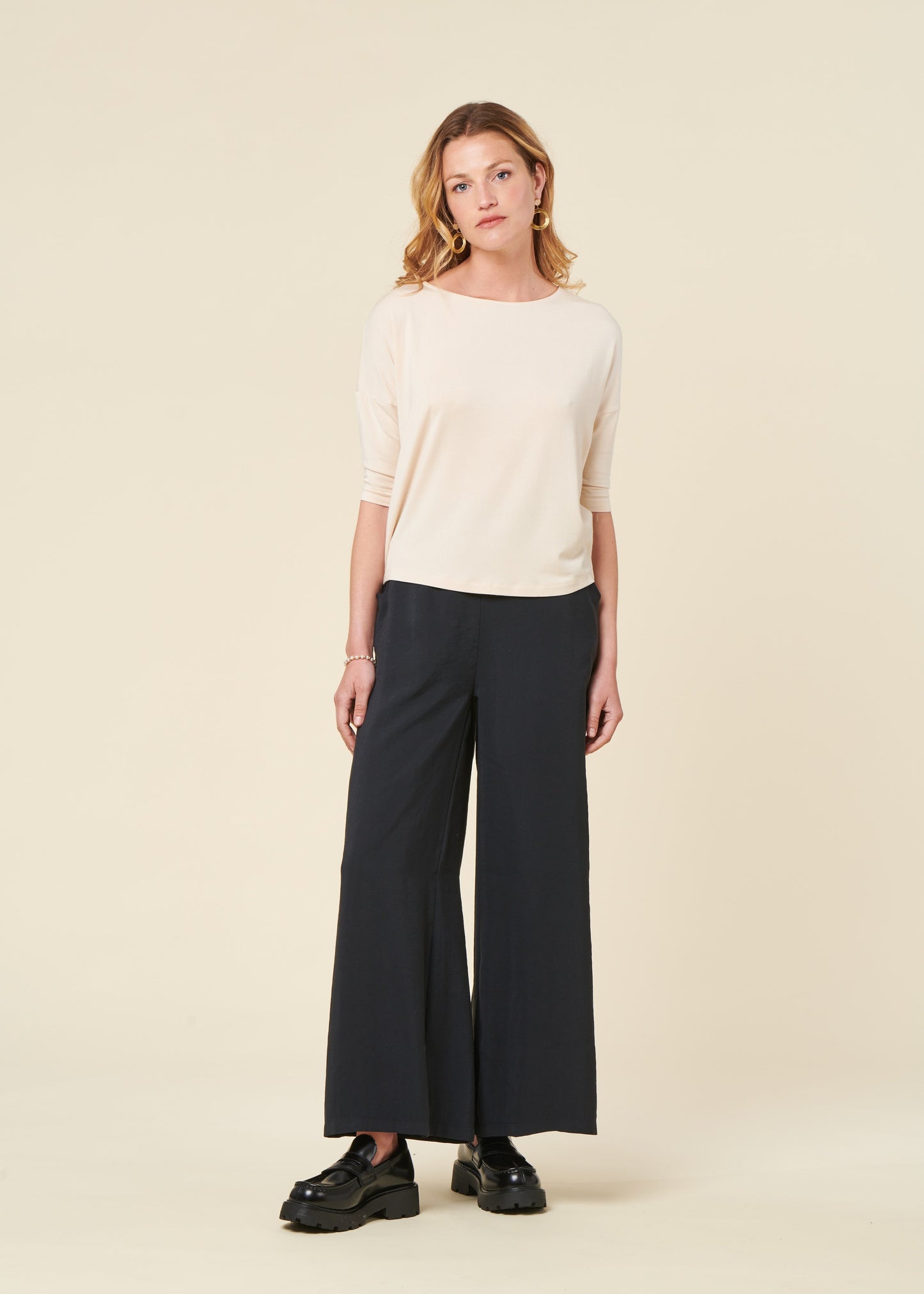 T-shirt manches 3/4 en modal | beige "Zur-3 t-shirt"