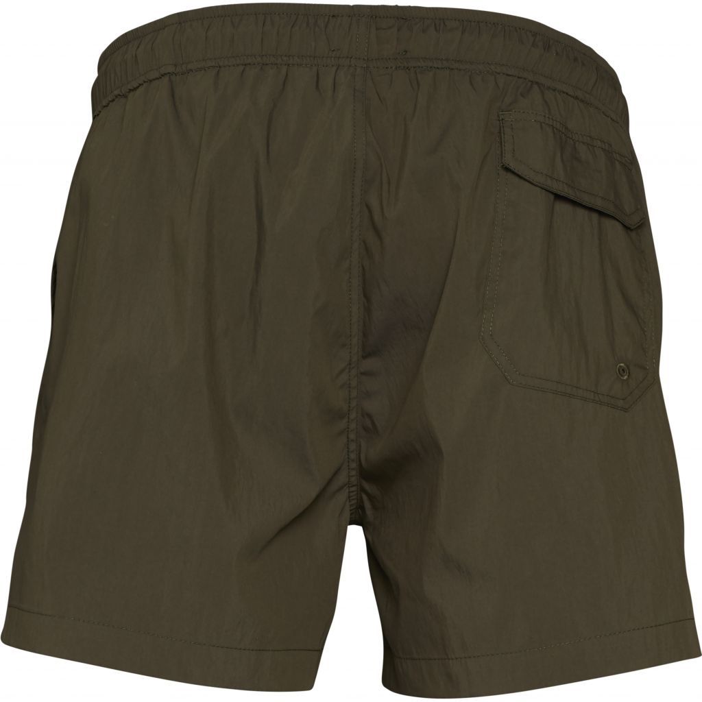 Short de bain uni kaki en nylon recyclé