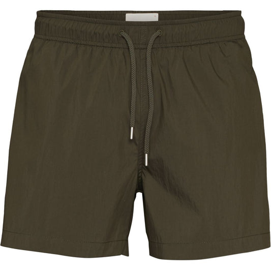 Short de bain uni kaki en nylon recyclé