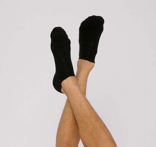 Pack 2 paires de chaussettes basses noires en coton bio - black