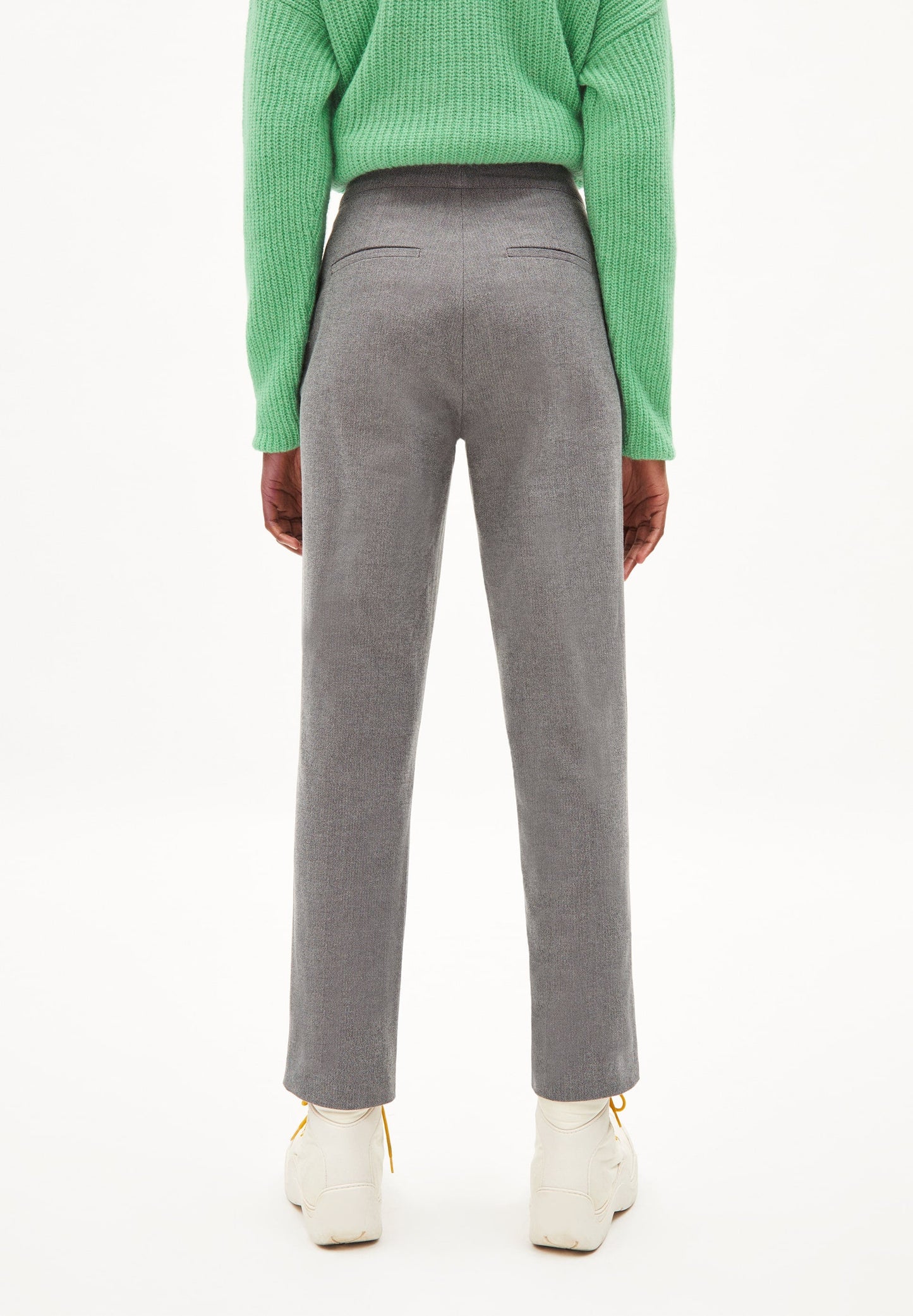 Pantalon de tailleur gris en coton bio - korneliaa herringbone grey