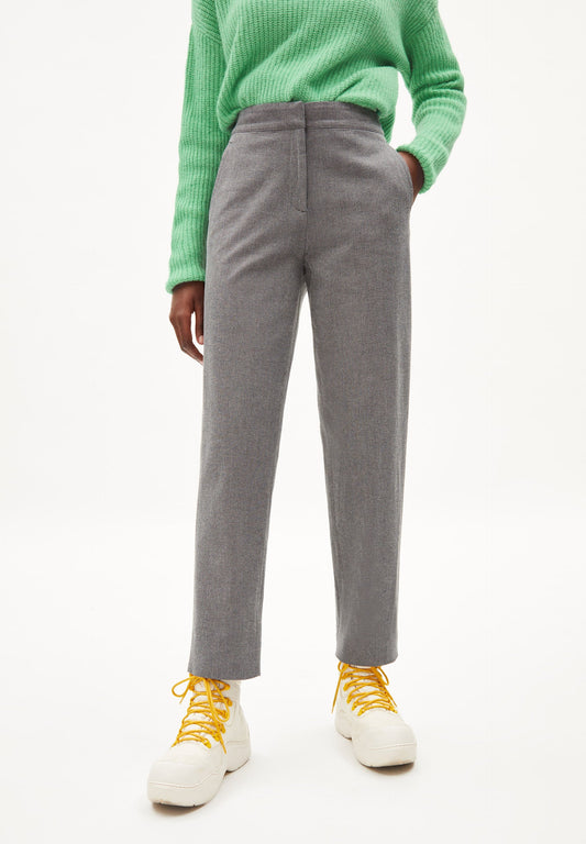 Pantalon de tailleur gris en coton bio - korneliaa herringbone grey
