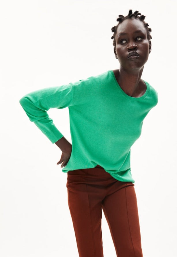 Pull léger vert citron en tencel et coton bio - laarni bright lime