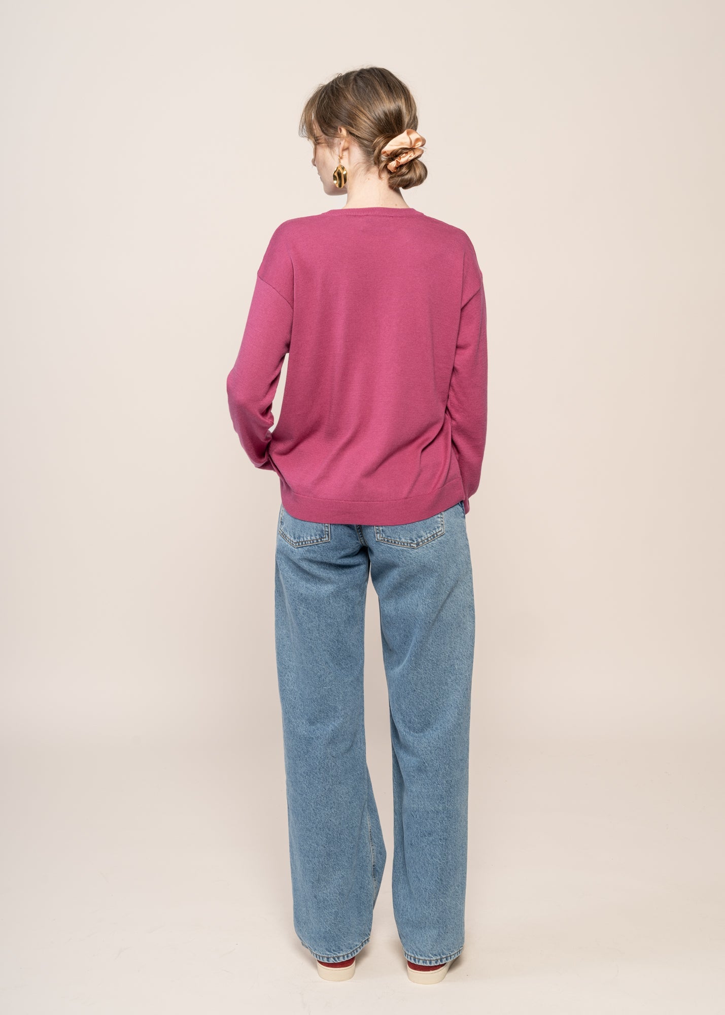 pull léger en coton bio | rose "larunaa - crushed berry"