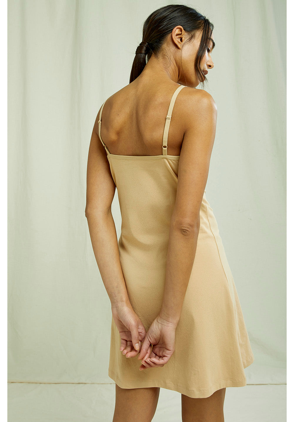 Robe légère beige en coton bio - lace trim slip